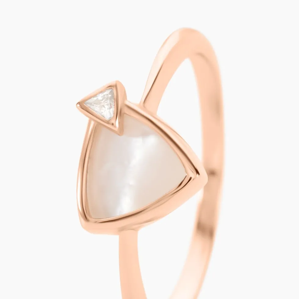 Bague La Muse Argent Rose Nacre Oxyde De Zirconium
