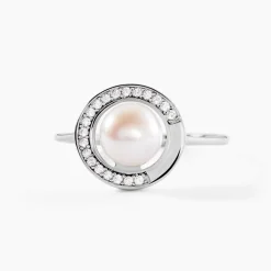 Bague Lenka Argent Blanc Perle De Culture Et Oxyde De Zirconium