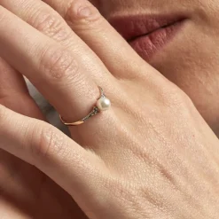Bague Lonny Or Jaune Perle De Culture Et Oxyde De Zirconium