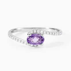 Bague Loriane Or Blanc Amethyste Et Oxyde De Zirconium