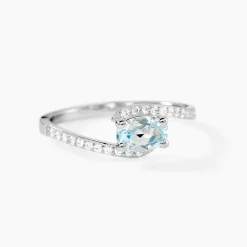Bague Loriane Or Blanc Topaze Et Oxyde De Zirconium