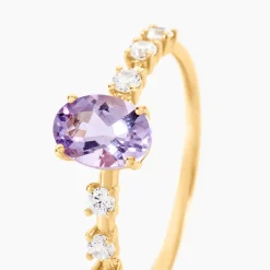 Bague Mahendra Or Jaune Améthyste Oxyde De Zirconium