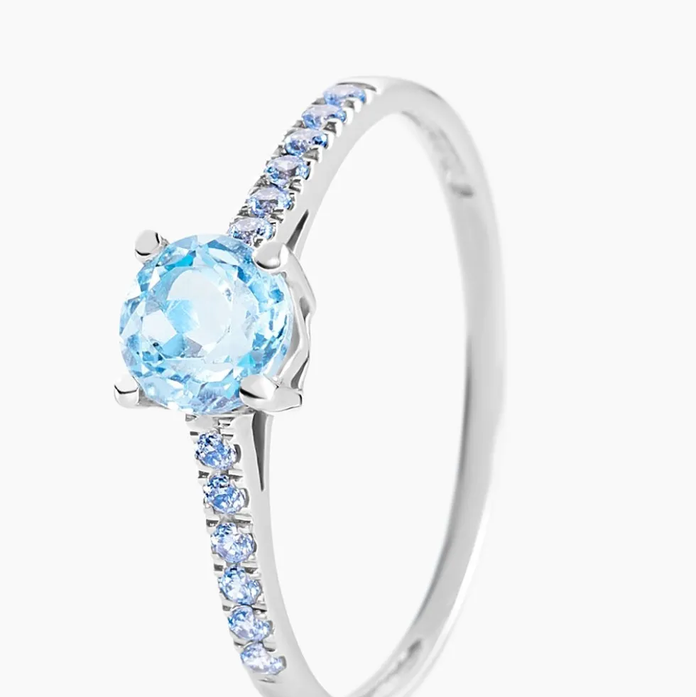Bague Manon Or Blanc Topaze Et Oxyde De Zirconium