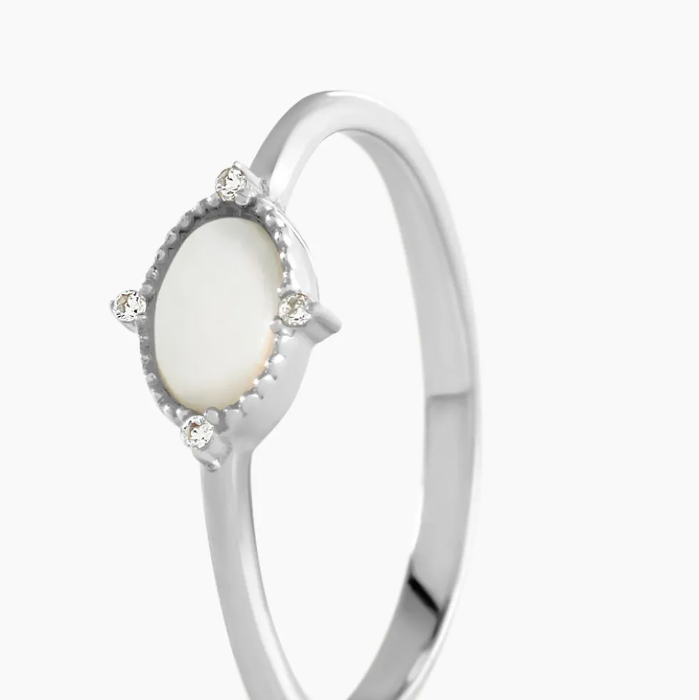 Bague Margot Argent Blanc Nacre Oxyde De Zirconium