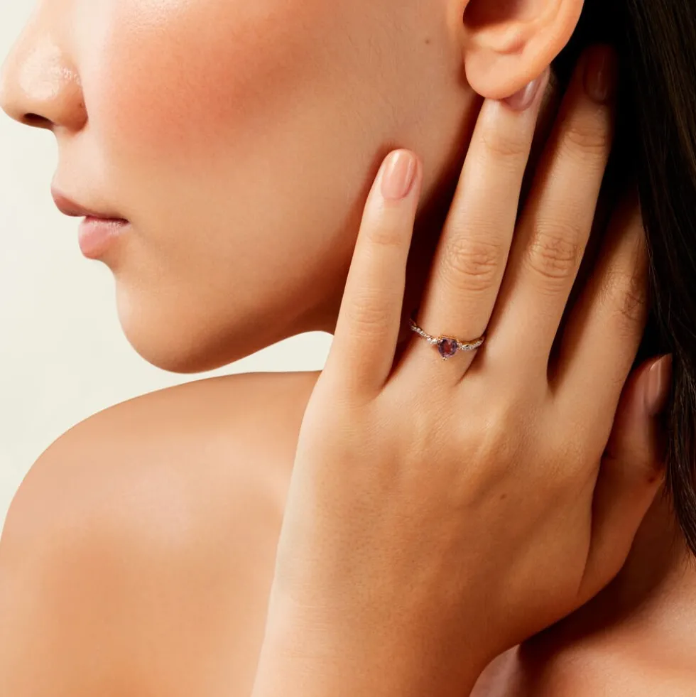 Bague Mathilde Or Jaune Améthyste Oxyde De Zirconium