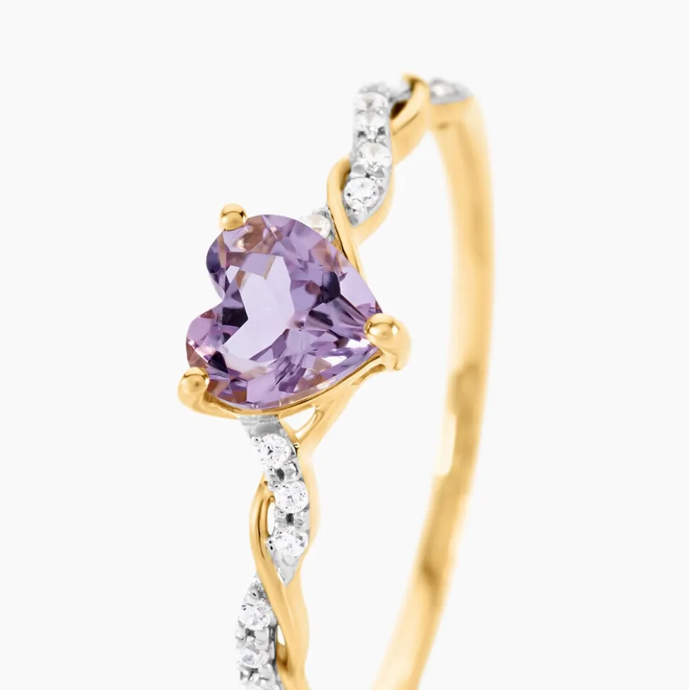 Bague Mathilde Or Jaune Améthyste Oxyde De Zirconium
