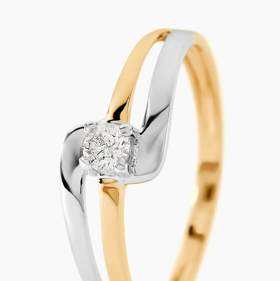 Bague Nesryne Or Bicolore Oxyde De Zirconium