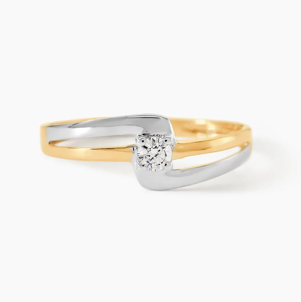 Bague Nesryne Or Bicolore Oxyde De Zirconium