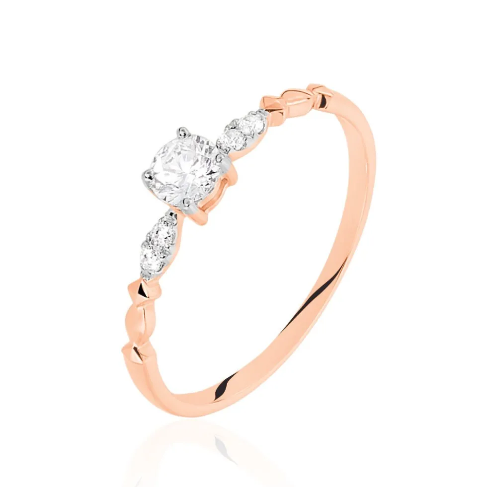 Bague Norhen Or Rose Oxyde De Zirconium
