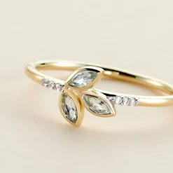 Bague Océan Or Jaune Topaze Oxyde De Zirconium