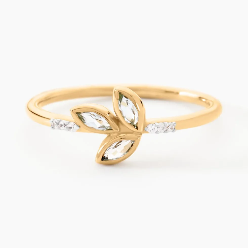 Bague Océan Or Jaune Topaze Oxyde De Zirconium