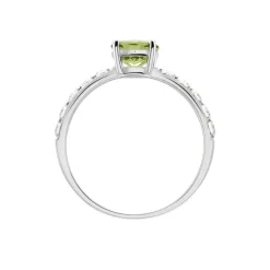 Bague Or Blanc Monroe Péridot Oxydes De Zirconium