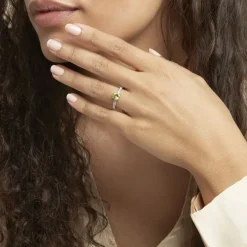 Bague Or Blanc Monroe Péridot Oxydes De Zirconium