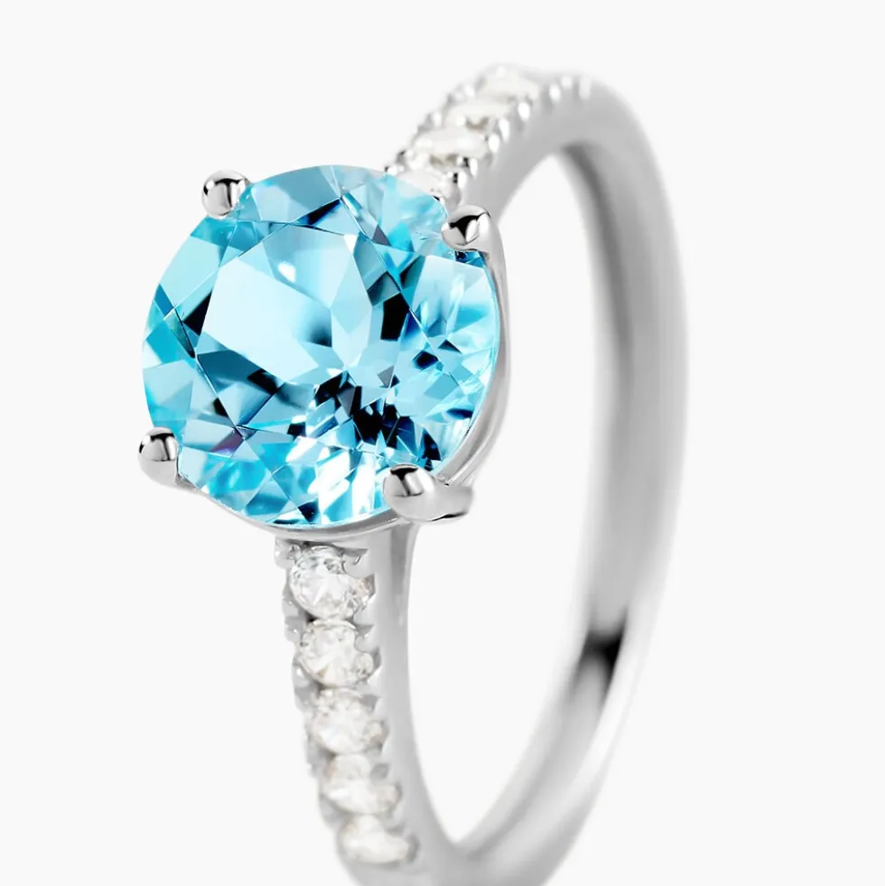 Bague Or Blanc Terese Topaze Oxydes De Zirconium