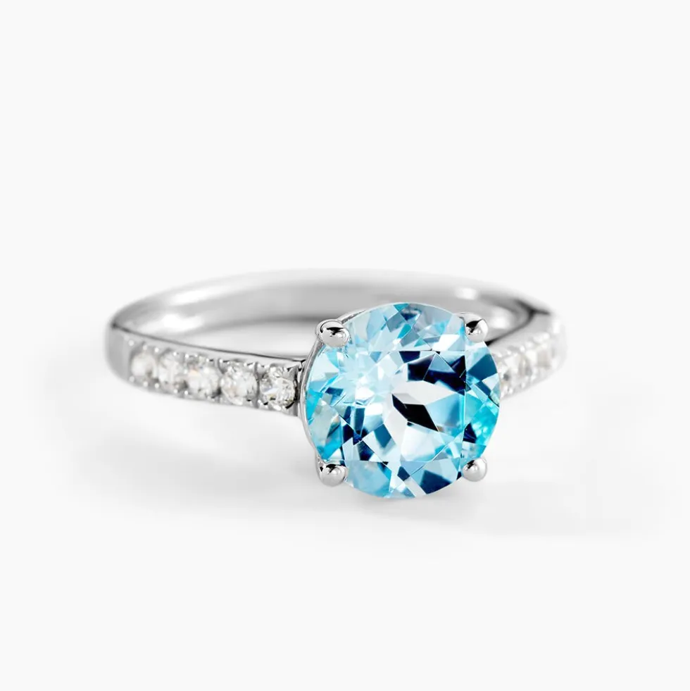 Bague Or Blanc Terese Topaze Oxydes De Zirconium