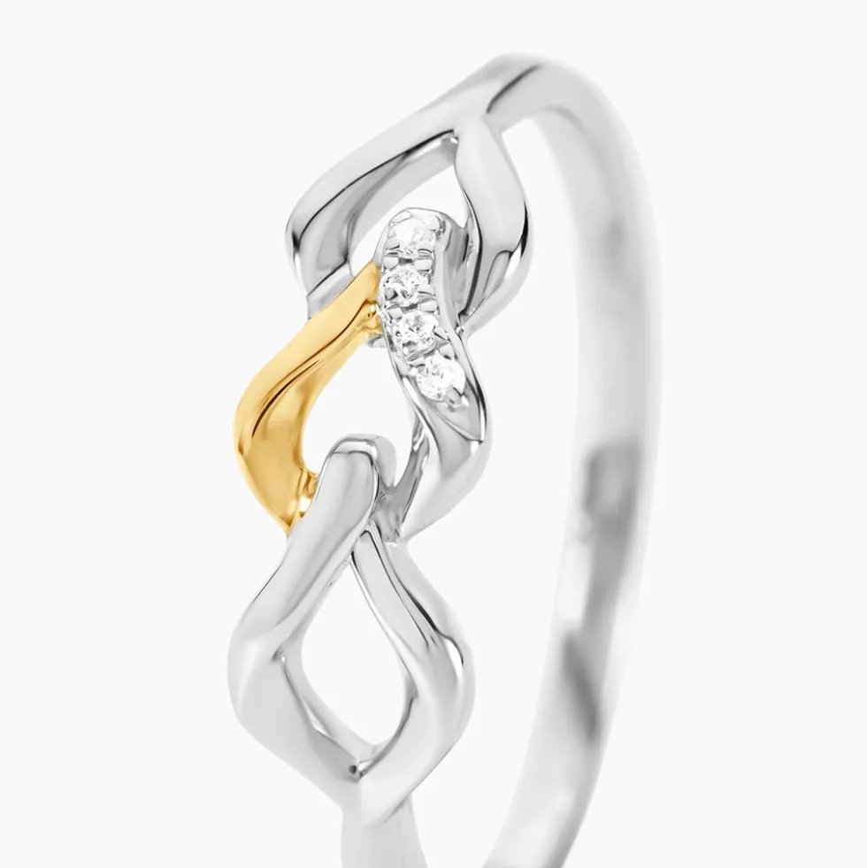 Bague Or Jaune Argent Blanc Oxyde De Zirconium