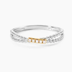 Bague Or Jaune Argent Blanc Oxyde De Zirconium