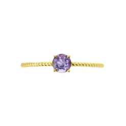 Bague Or Jaune Demi Amethyste