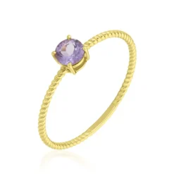 Bague Or Jaune Demi Amethyste
