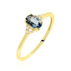 Bague Or Jaune Diapré Topaze Et Oxydes De Zirconium