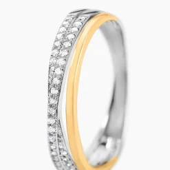 Bague Or Jaune et Argent Blanc Oxyde De Zirconium