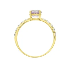 Bague Or Jaune Monroe Amethyste Oxydes De Zirconium
