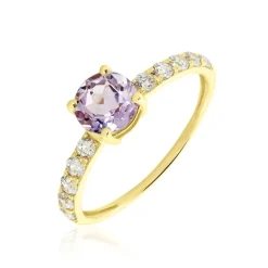 Bague Or Jaune Monroe Amethyste Oxydes De Zirconium