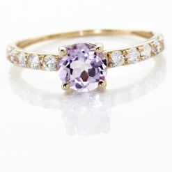 Bague Or Jaune Monroe Amethyste Oxydes De Zirconium