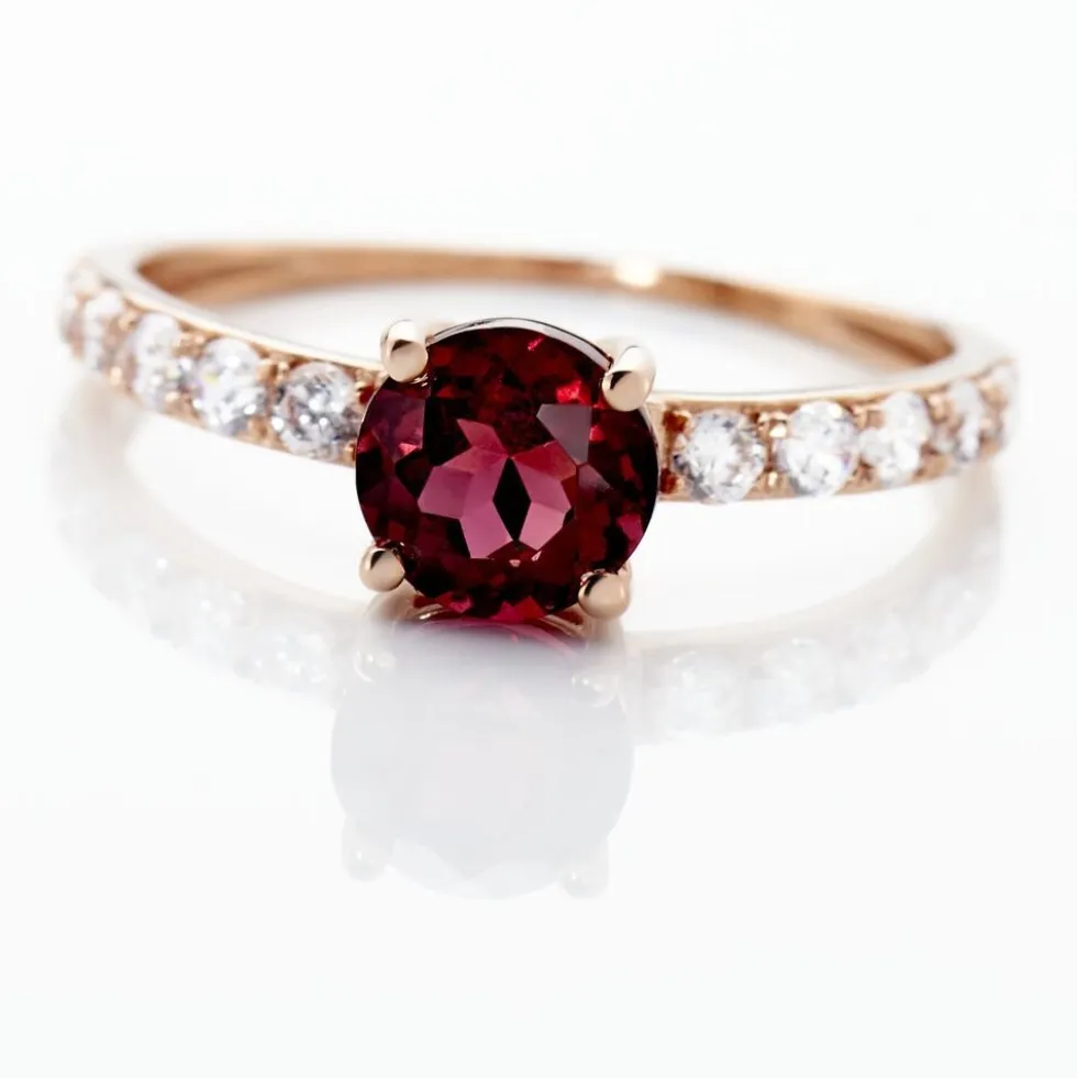 Bague Or Rose Monroe Rhodolite Oxydes De Zirconium