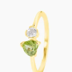 Bague Poem Argent Jaune Péridot Oxyde De Zirconium