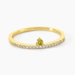 Bague Poem Argent Jaune Péridot Oxyde De Zirconium