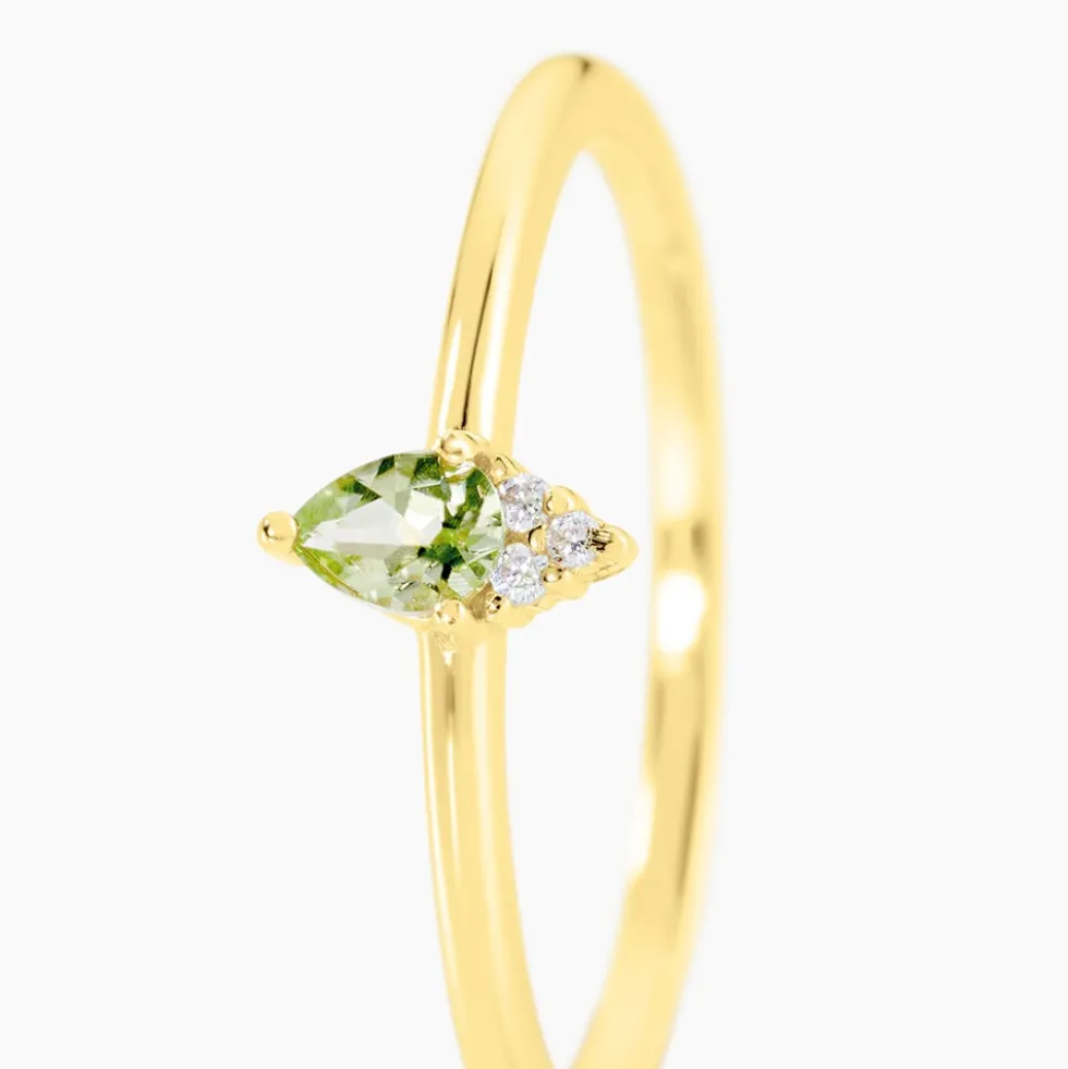 Bague Poem Argent Jaune Péridot Oxyde De Zirconium