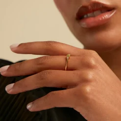 Bague Poem Argent Jaune Péridot Oxyde De Zirconium