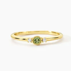 Bague Poem Argent Jaune Péridot Oxyde De Zirconium