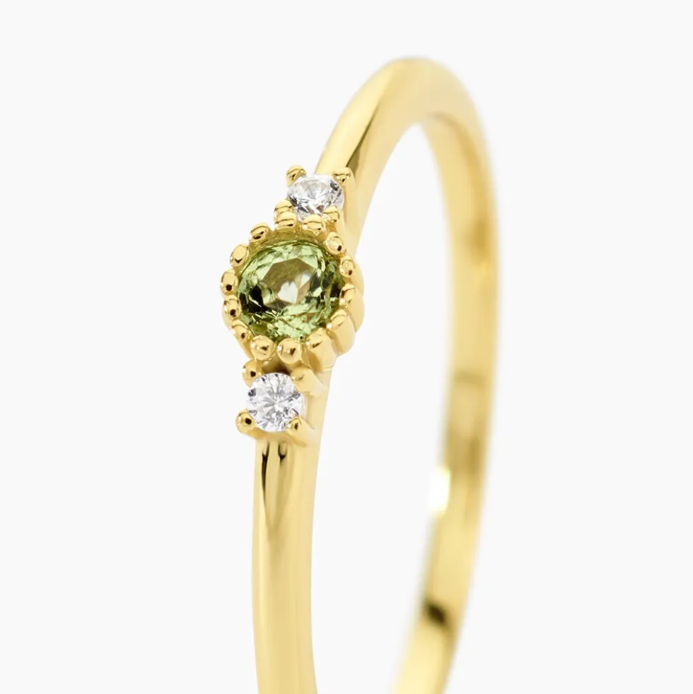 Bague Poem Argent Jaune Péridot Oxyde De Zirconium