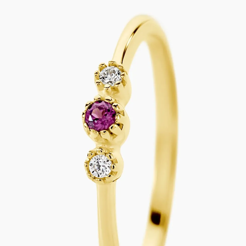 Bague Poem Argent Jaune Rhodolite Oxyde De Zirconium