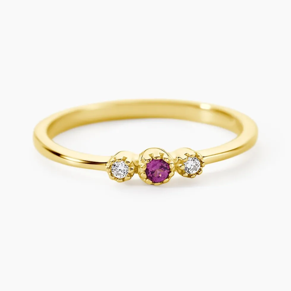 Bague Poem Argent Jaune Rhodolite Oxyde De Zirconium