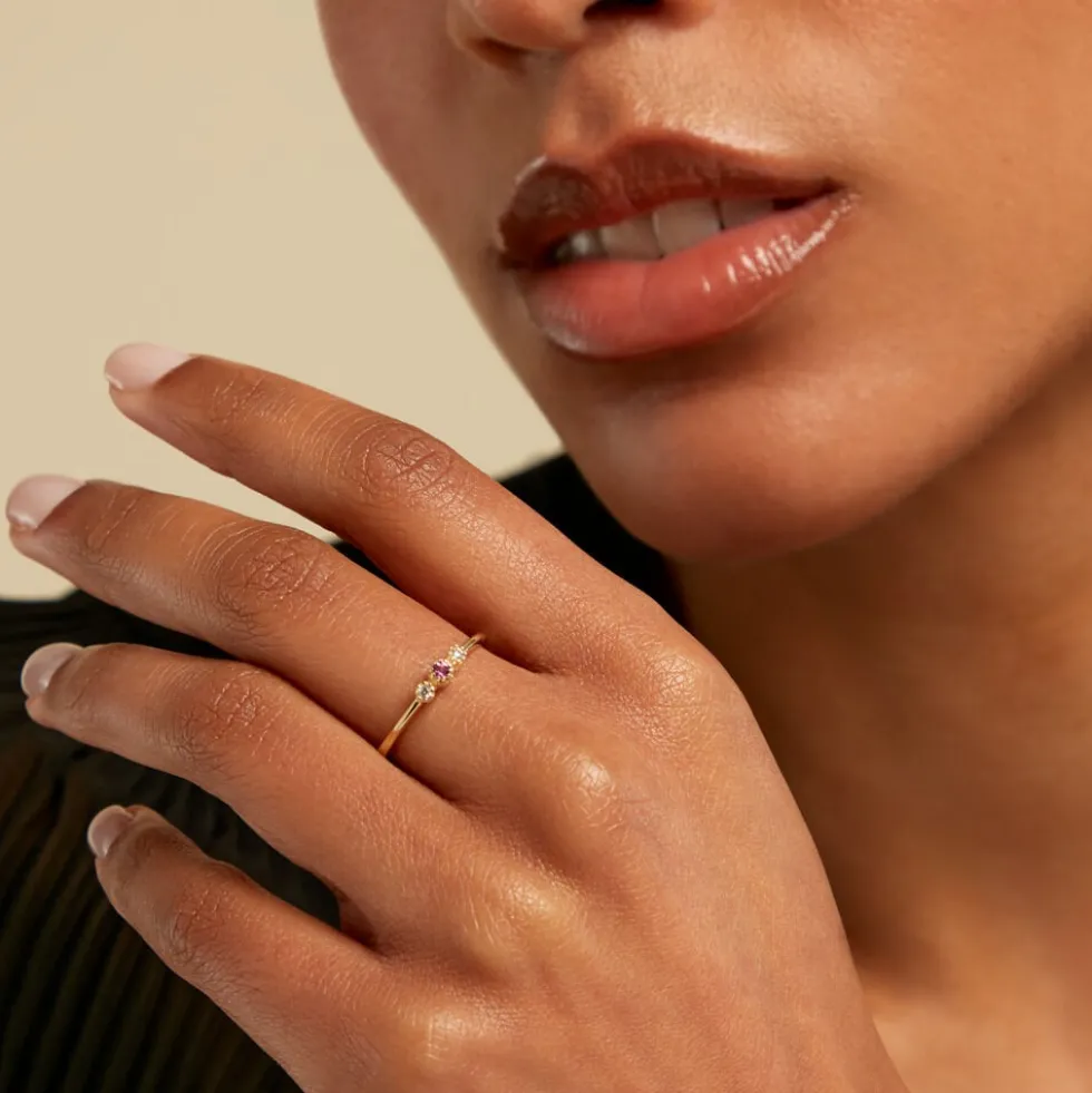 Bague Poem Argent Jaune Rhodolite Oxyde De Zirconium