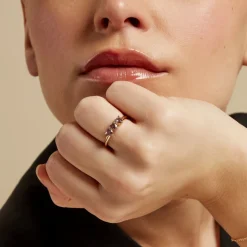 Bague Poésie Rosée Love Plaque Or Jaune Oxyde De Zirconium