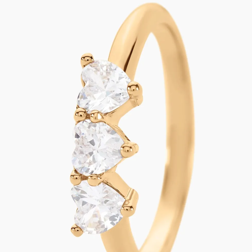 Bague Poésie Rosée Plaque Or Jaune Oxyde De Zirconium