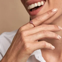 Bague Rainbow Argent Rose Oxyde De Zirconium