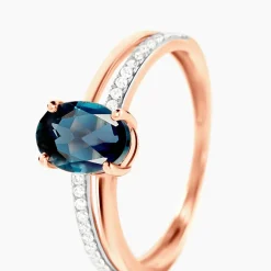 Bague Sarika Or Rose Topaze Et Oxyde De Zirconium