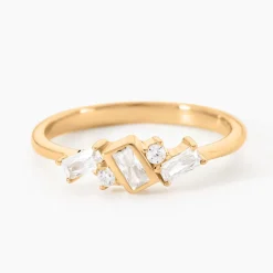 Bague Scintillante Plaqué Or Jaune Oxyde De Zirconium