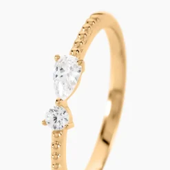 Bague Scintillante Plaqué Or Jaune Oxyde De Zirconium