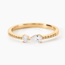 Bague Scintillante Plaqué Or Jaune Oxyde De Zirconium