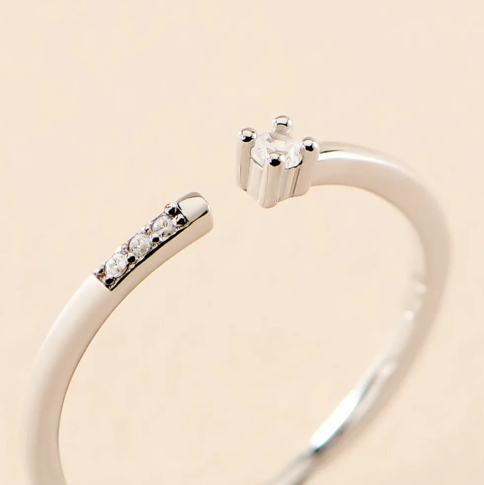 Bague Sherrie Argent Blanc Oxyde De Zirconium