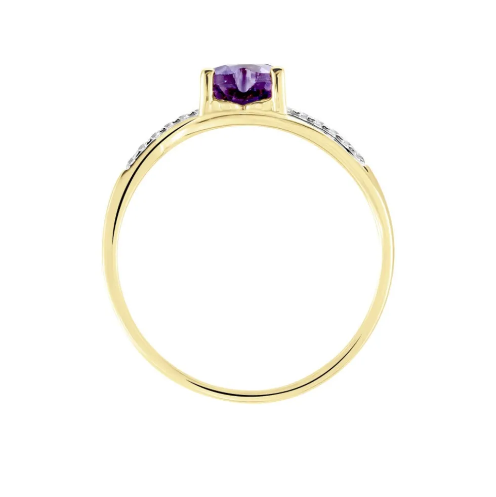Bague Silucia Or Jaune Amethyste Et Oxyde De Zirconium