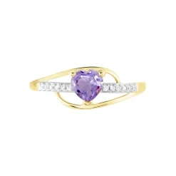 Bague Silucia Or Jaune Amethyste Et Oxyde De Zirconium