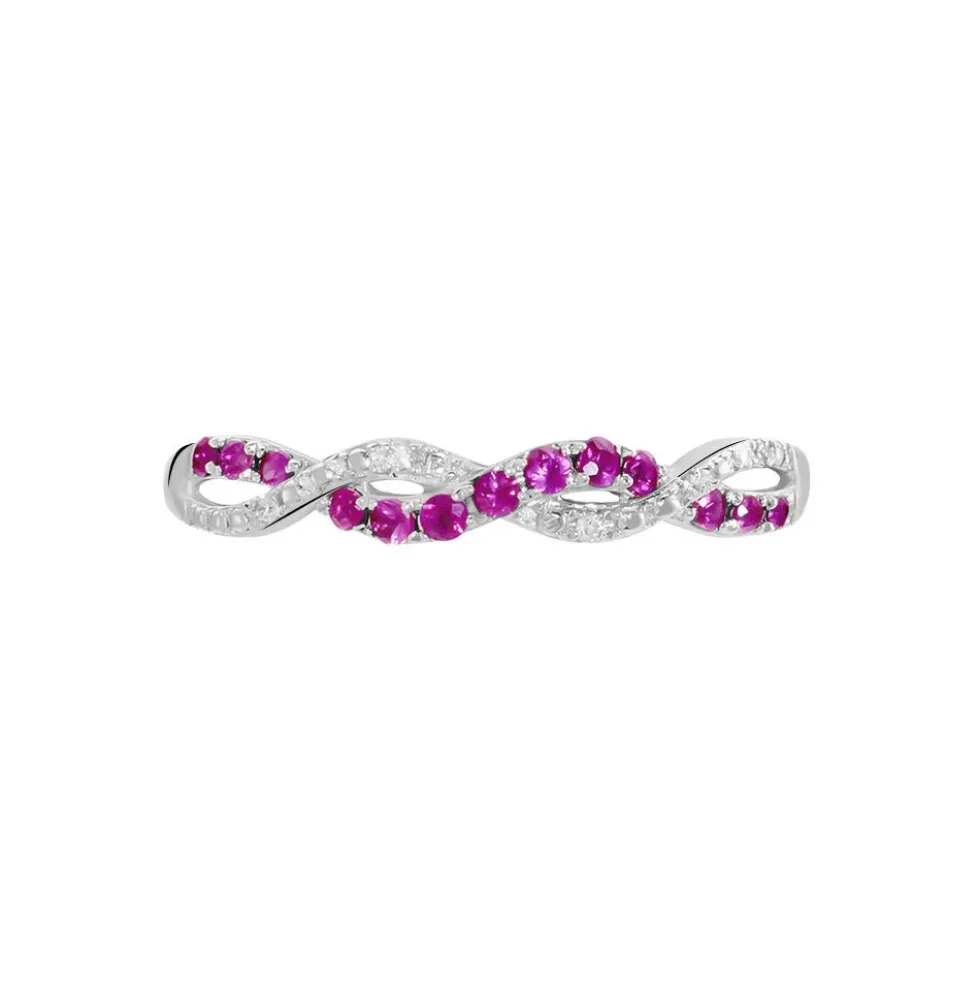 Bague Sofia Or Blanc Rubis Et Diamant
