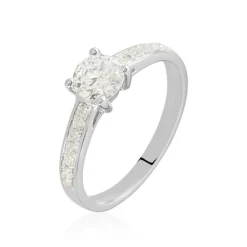 Bague Solitaire Accompagné Aramis Or Blanc Diamant Synthétique